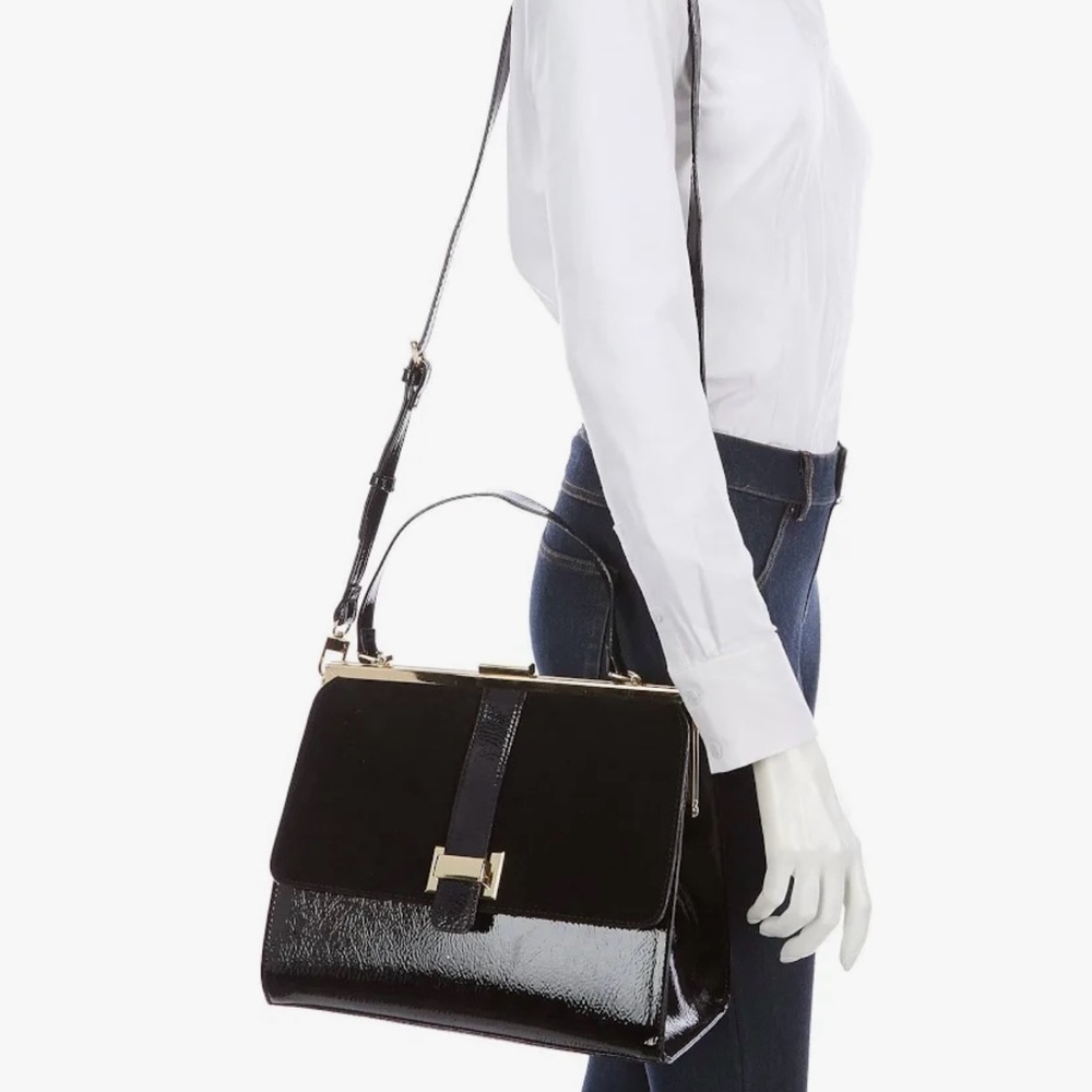 ( 0451) Gianni Bini Black and Leopard Crossbody Bag - Picture 11 of 16